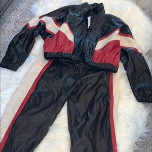 2 piece faux leather pants set